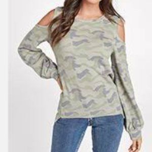 Open Shoulder Camo Blouse
